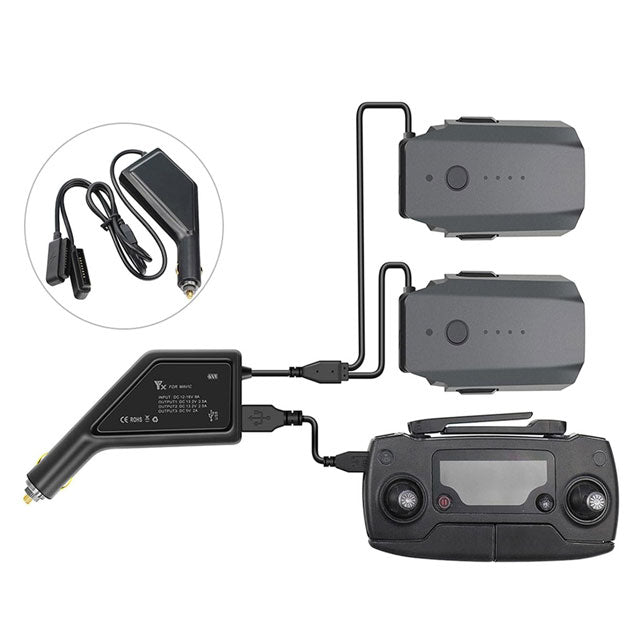 Trendy Retail® Car Charger & Flight Battery Charging Hub – Outdoor Adapter for DJI Mavic Pro, Mavic Air, and Spark Drone