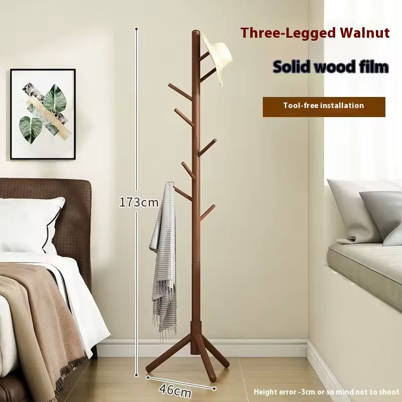 Triangle Base Tree Branch Coat Rack – Multi-Hook Mobile Standing Clothes Rack for Home, Living Room & Bedroom (White/Natural/Coffee)