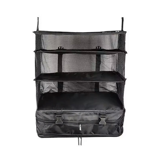 Triple Hanging Travel Organizer – Multi-Functional Folding Clothes Storage Bag for Travel, Camping & Outdoor Use