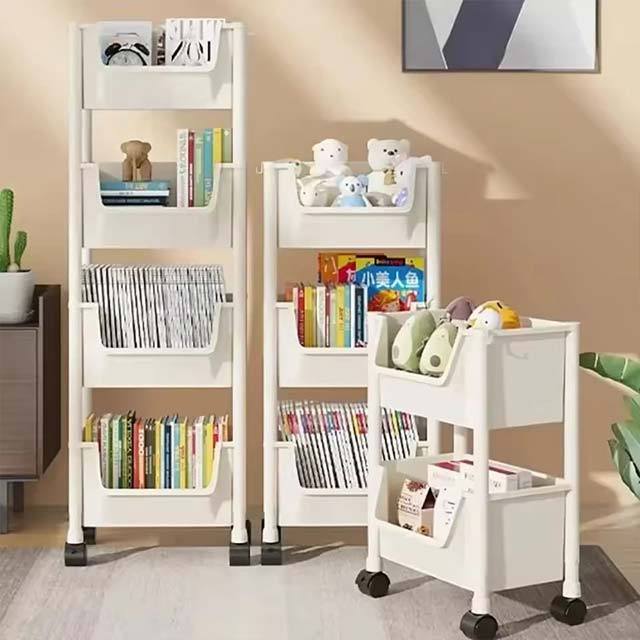 Trolley Bookshelf & Kitchen Storage Rack – Narrow Slit Organizer for Bathroom, Living Room & Home Use