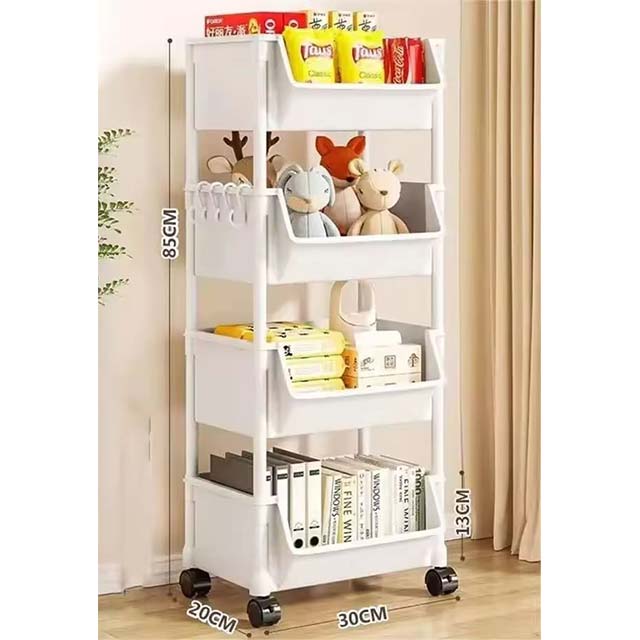 Trolley Bookshelf & Kitchen Storage Rack – Narrow Slit Organizer for Bathroom, Living Room & Home Use