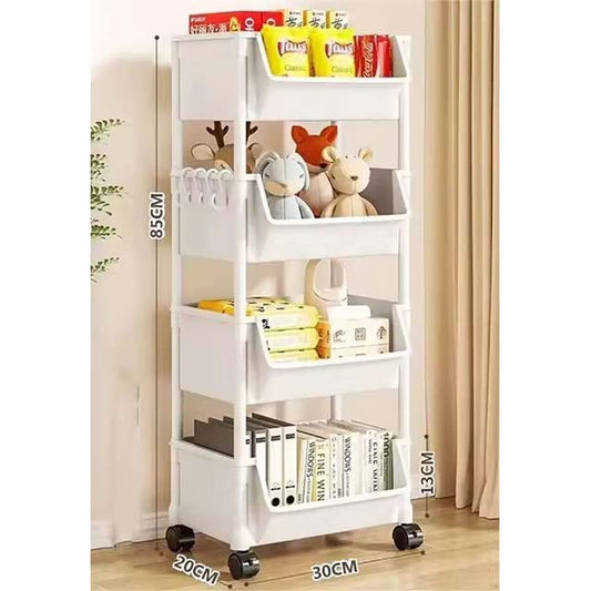 Trolley Bookshelf & Kitchen Storage Rack – Narrow Slit Organizer for Bathroom, Living Room & Home Use