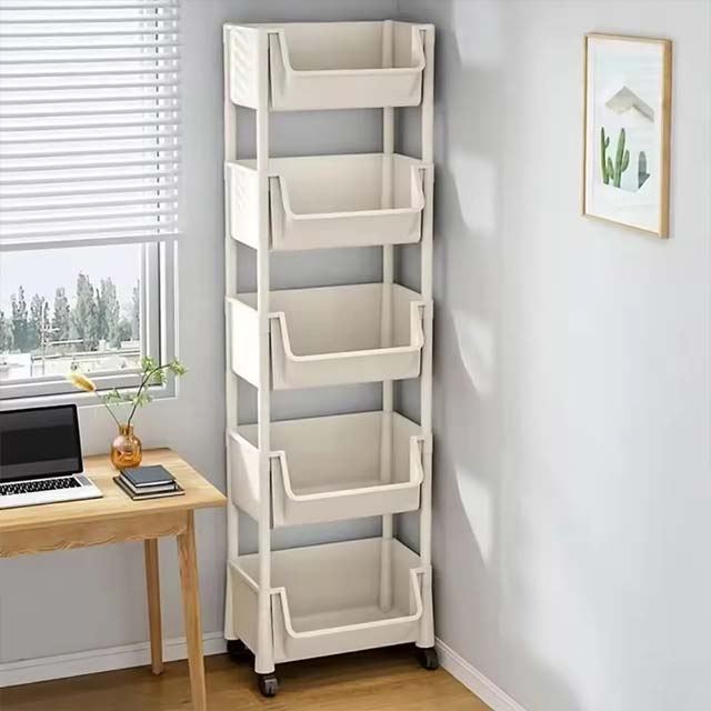 Trolley Bookshelf & Kitchen Storage Rack – Narrow Slit Organizer for Bathroom, Living Room & Home Use