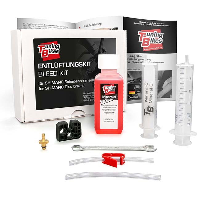 Tuning Bikes Shimano Disc Brake Bleed Kit – Complete Bike Brake Bleeding Kit with Brake Oil, Bleed Block &amp; Step‑by‑Step Instructions for Optimal Shimano Disc Brakes
