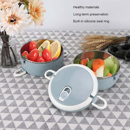 Two-Layer Blue Stackable Stainless Steel Bento Box – Portable Snack &amp; Lunch Container for Students, Kids, and Work