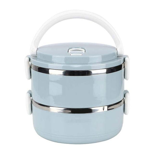 Two-Layer Blue Stackable Stainless Steel Bento Box – Portable Snack & Lunch Container for Students, Kids, and Work