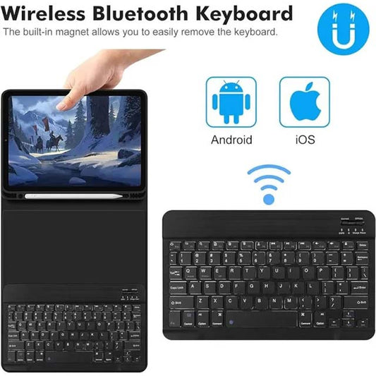Typecase iPad Pro 12.9 Keyboard Case – 2022 6th Gen Ultra-Thin Touchpad Case with 10-Color Backlit Keys &amp; Pencil Holder for iPad Pro 12.9 (3rd/4th/5th Gen)