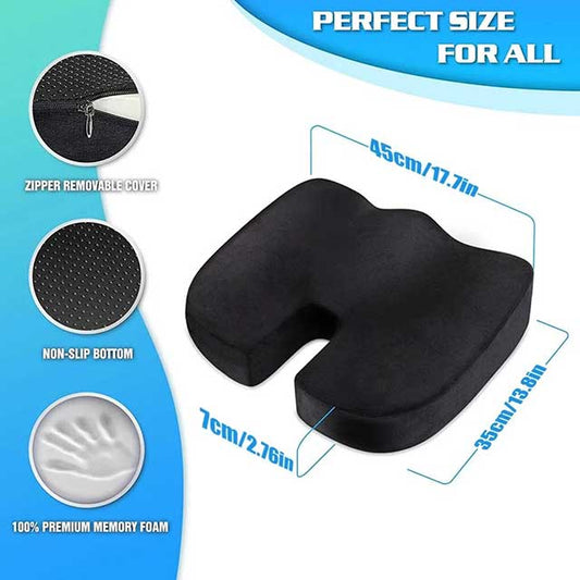 U-Shaped Memory Foam Seat Cushion – Ergonomic Chair & Car Pillow for Hip Support & Pressure Relief | Comfort Massage Pad for Office & Travel