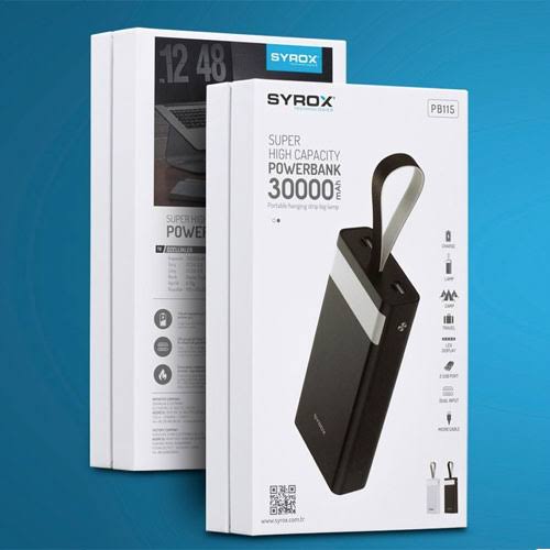 Batterie externe Syrox 30 000 mAh avec indicateur LED