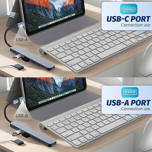 USB-C Hub 8-in-2 Multiport Adapter – USB 3.0/2.0 Ports, USB-C, SD/TF Card Reader, 3.5mm Audio Jack | USB Splitter Compatible with MacBook Air/Pro, iPad, Galaxy & More