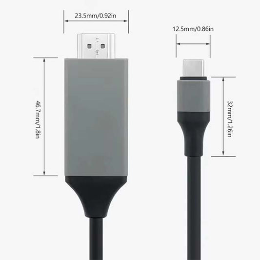 USB-C to HDMI Cable- 4K@30Hz- 2m- Black- CDP2HD2MBNL Equivalent- Male to Male