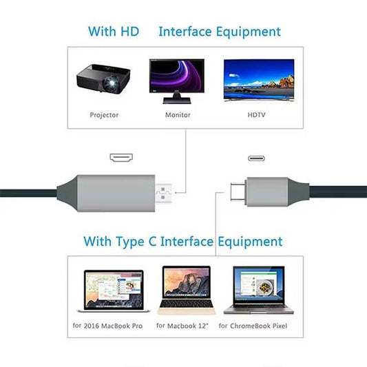 USB-C to HDMI Cable- 4K@30Hz- 2m- Black- CDP2HD2MBNL Equivalent- Male to Male