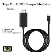 USB-C to HDMI Cable- 4K@30Hz- 2m- Black- CDP2HD2MBNL Equivalent- Male to Male