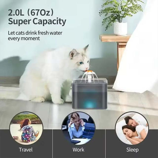 USB LED Cat Drinking Fountain – Recirculating &amp; Filtering Water Supply for Fresh &amp; Clean Hydration