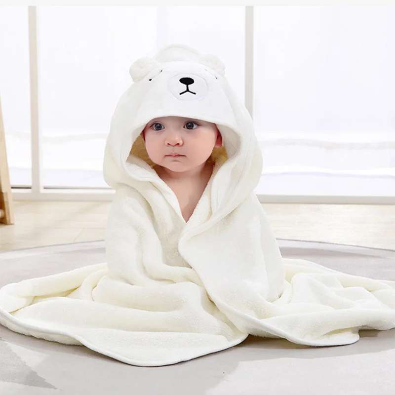 Ultra-Soft Cartoon Animal Hooded Baby Towel – Premium Newborn Bath Blanket & Toddler Bathrobe – Extra Warm Sleeping Swaddle Wrap – Absorbent & Skin-Friendly for Boys and Girls (Pink / Blue / Gray / White)