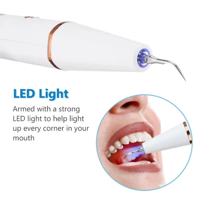 Nettoyant dentaire électrique ultrasonique – Détartreur portable 2-en-1 (calcul et tartre) – Grattoir à dents professionnel à vibrations haute fréquence – Kit de soins bucco-dentaires rechargeable