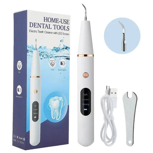 Ultrasonic Electric Dental Tooth Cleaner – Portable 2-in-1 Calculus & Tartar Remover – Professional High-Frequency Vibration Tooth Scraper – Rechargeable Oral Care Kit