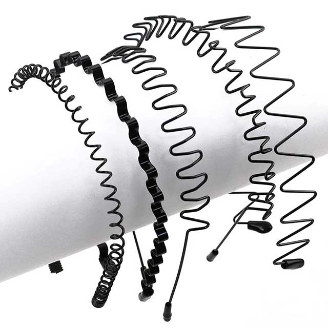 Unisex Black Wavy Metal Headband – Non-Slip Elastic Hair Hoop for Men & Women | Fashion Hair Accessory