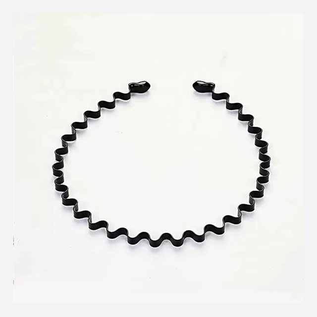 Unisex Black Wavy Metal Headband – Non-Slip Elastic Hair Hoop for Men & Women | Fashion Hair Accessory