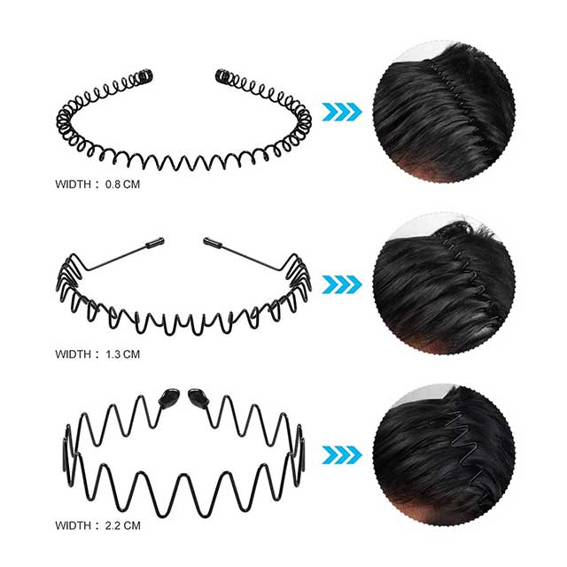 Unisex Black Wavy Metal Headband – Non-Slip Elastic Hair Hoop for Men & Women | Fashion Hair Accessory