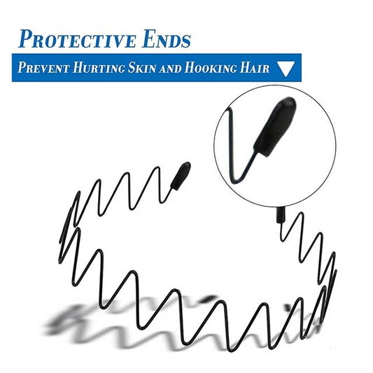 Unisex Black Wavy Metal Headband – Non-Slip Elastic Hair Hoop for Men & Women | Fashion Hair Accessory