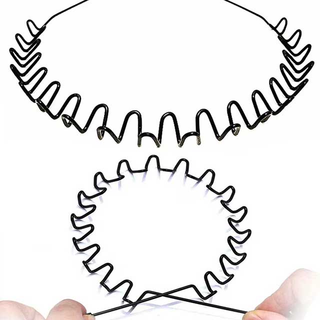Unisex Black Wavy Metal Headband – Non-Slip Elastic Hair Hoop for Men & Women | Fashion Hair Accessory