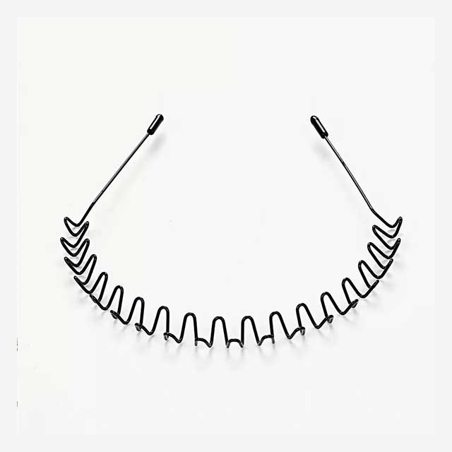 Unisex Black Wavy Metal Headband – Non-Slip Elastic Hair Hoop for Men & Women | Fashion Hair Accessory