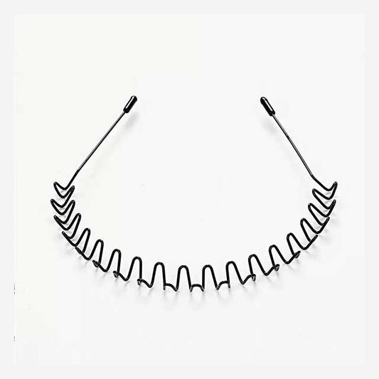 Unisex Black Wavy Metal Headband – Non-Slip Elastic Hair Hoop for Men & Women | Fashion Hair Accessory