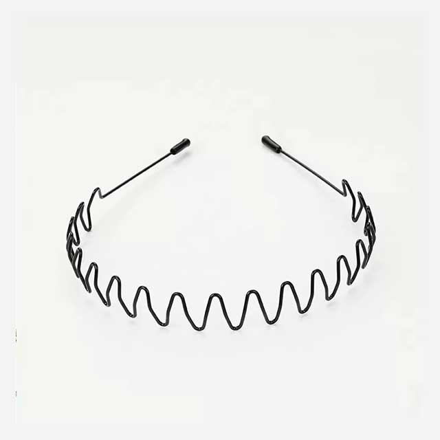 Unisex Black Wavy Metal Headband – Non-Slip Elastic Hair Hoop for Men & Women | Fashion Hair Accessory