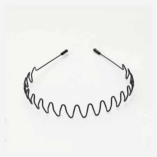 Unisex Black Wavy Metal Headband – Non-Slip Elastic Hair Hoop for Men & Women | Fashion Hair Accessory