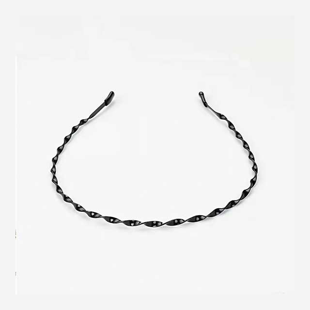 Unisex Black Wavy Metal Headband – Non-Slip Elastic Hair Hoop for Men & Women | Fashion Hair Accessory
