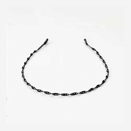 Unisex Black Wavy Metal Headband – Non-Slip Elastic Hair Hoop for Men & Women | Fashion Hair Accessory