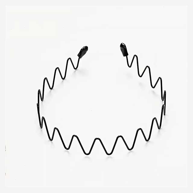 Unisex Black Wavy Metal Headband – Non-Slip Elastic Hair Hoop for Men & Women | Fashion Hair Accessory