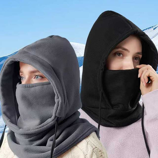 Unisex Winter Knit Balaclava Hood – Windproof Face Mask with Drawstring for Motorcycle & Cold Weather