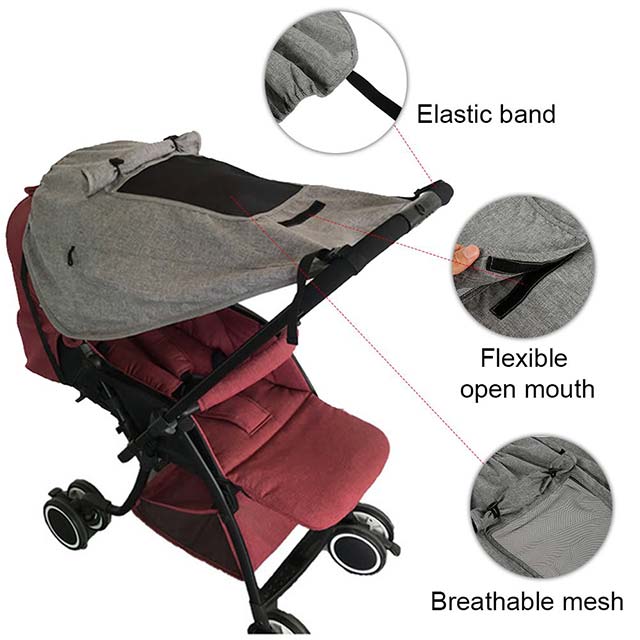 Universal Baby Child Pushchair Stroller Pram Buggy with Sun Shade Canopy Cover – Sleek Gray Design