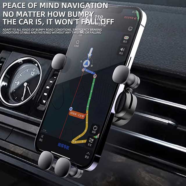 Universal Gravity Car Phone Holder – Air Vent Mount for 4.7–7 Inch Smartphones | Shockproof GPS Clip Stand for Mobile Devices