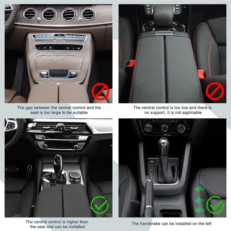 Universal Car Armrest Extender – Adjustable Height Comfort Elbow Support Cushion – Premium Ergonomic Arm Rest Pad Compatible with Most Vehicles, SUVs, and Trucks (Center Console Fit for Models Without Handbrakes)