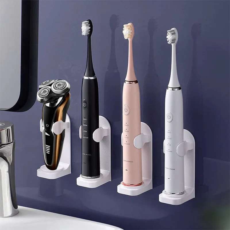 Support de brosse à dents électrique universel – Support de rangement mural par induction gravitationnelle – Organisateur de brosses à dents auto-adhésif et peu encombrant – Support anti-humidité et à séchage rapide pour salle de bain (blanc)