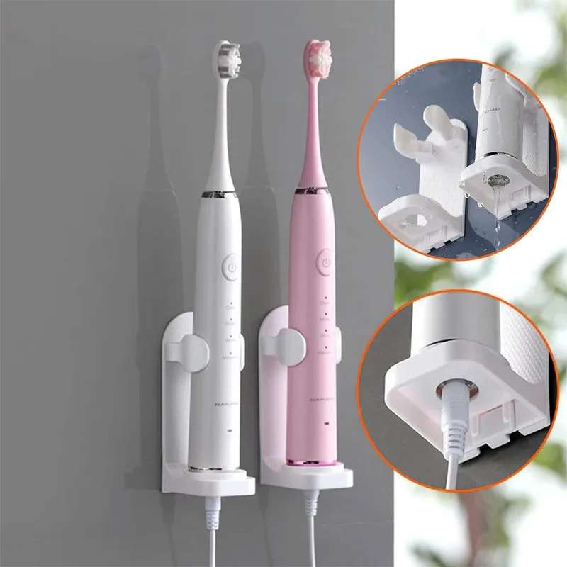 Support de brosse à dents électrique universel – Support de rangement mural par induction gravitationnelle – Organisateur de brosses à dents auto-adhésif et peu encombrant – Support anti-humidité et à séchage rapide pour salle de bain (blanc)