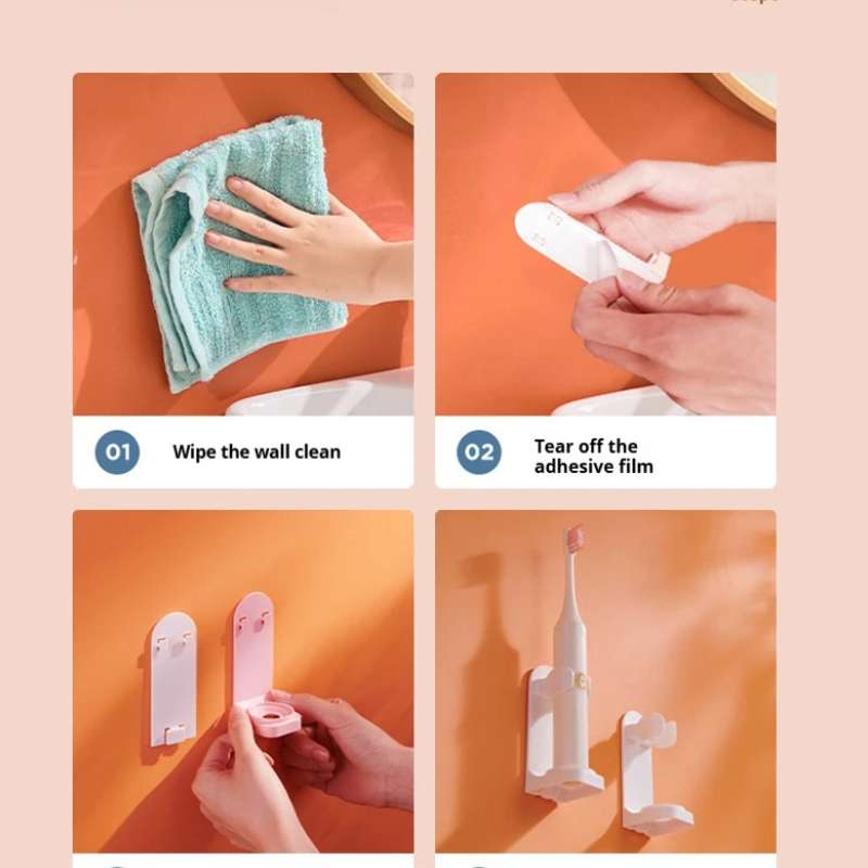 Support de brosse à dents électrique universel – Support de rangement mural par induction gravitationnelle – Organisateur de brosses à dents auto-adhésif et peu encombrant – Support anti-humidité et à séchage rapide pour salle de bain (blanc)