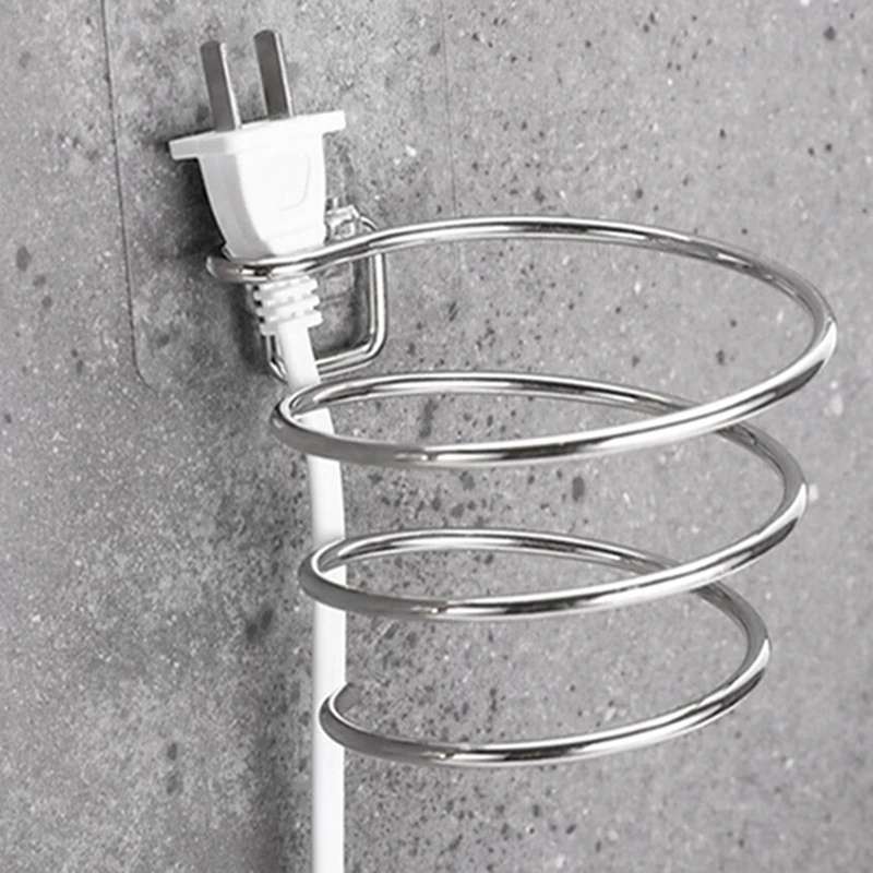 Support Universel Mural pour Sèche-Cheveux en Acier Inoxydable – Organisateur Souffleur Spiralé – Support Adhésif Sans Perçage ni Clou – Rangement Professionnel Anti-Rouille pour Outil Capillaire pour Salle de Bain et Coiffeuse