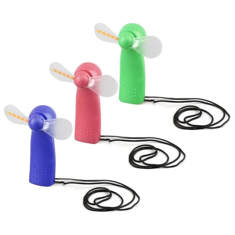 White Portable Mini Handheld Cooling Fan with Colorful LED Lights – Battery Powered Personal Fan with Wrist Strap for Travel, Office & Outdoor Use