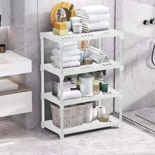 4 Tier Free Standing Bathroom Storage Shelf – Multi-Purpose Plastic Organizer Rack for Bathroom, Kitchen, Pantry & Living Room