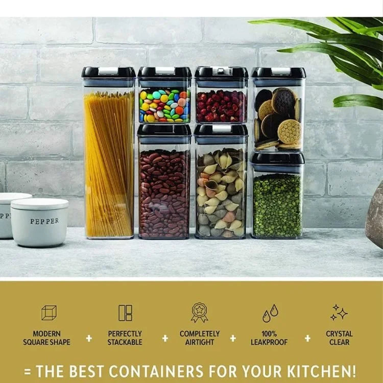 Plastic Airtight Cereal Storage Containers Set of 6 with Easy Lock Lids – BPA-Free Food Storage Canisters