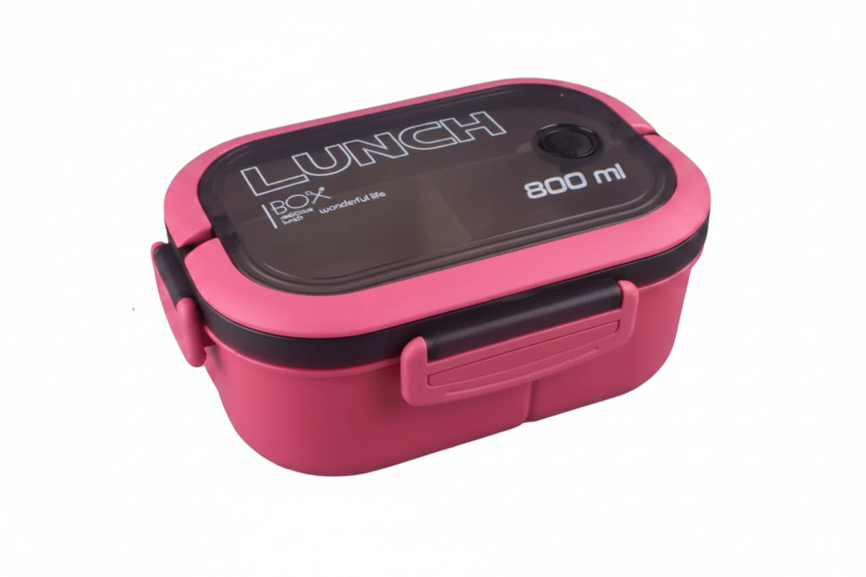 800ml Bento Lunch Box with Cutlery – 2 Compartment Food Storage Container for School, Office & Picnic