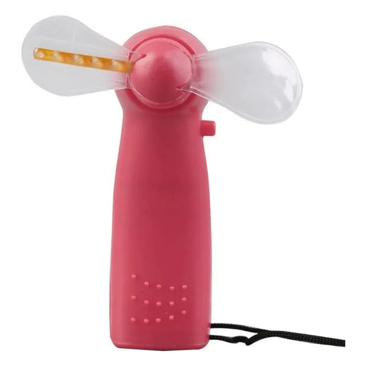 White Portable Mini Handheld Cooling Fan with Colorful LED Lights – Battery Powered Personal Fan with Wrist Strap for Travel, Office & Outdoor Use