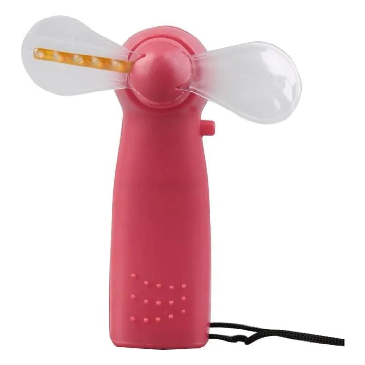 White Portable Mini Handheld Cooling Fan with Colorful LED Lights – Battery Powered Personal Fan with Wrist Strap for Travel, Office & Outdoor Use