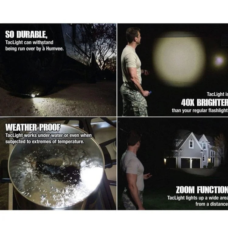 Tac Light Tactical LED Flashlight – High-Power Zoomable Weatherproof Torch with 5 Light Modes
