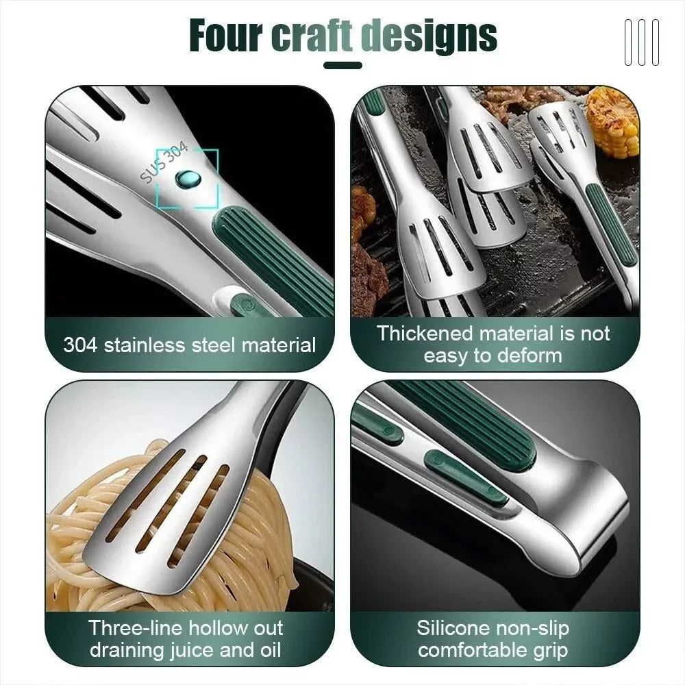 Stainless Steel Kitchen Tongs – Non-Slip Food Serving & Cooking Tong