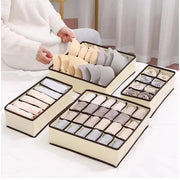 4-Piece Underwear Storage Organizer Set – 24 Cell, 8 Cell & 7 Cell Foldable Drawer Organizers for Socks, Bras, Scarves & Accessories